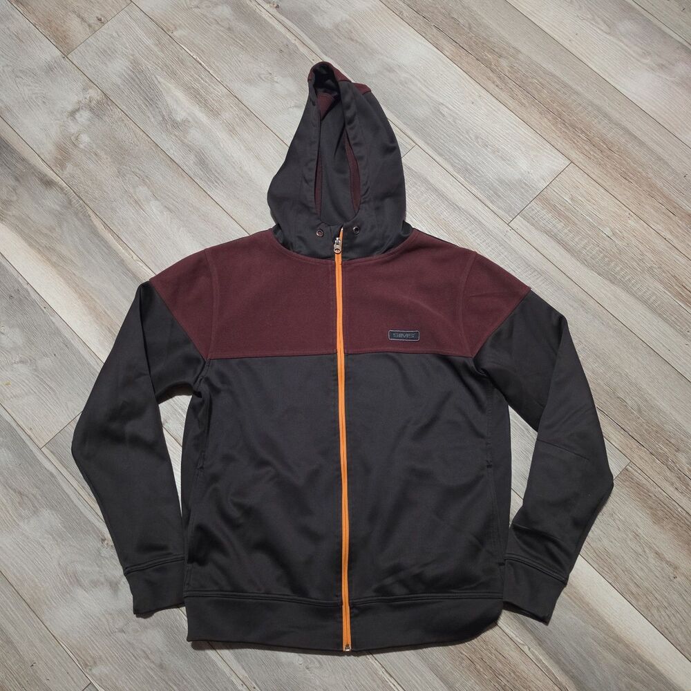 SIMS Snowboarding Mens Small Full Zip Fleece Hoodie Colorblock Mid Layer Jacket